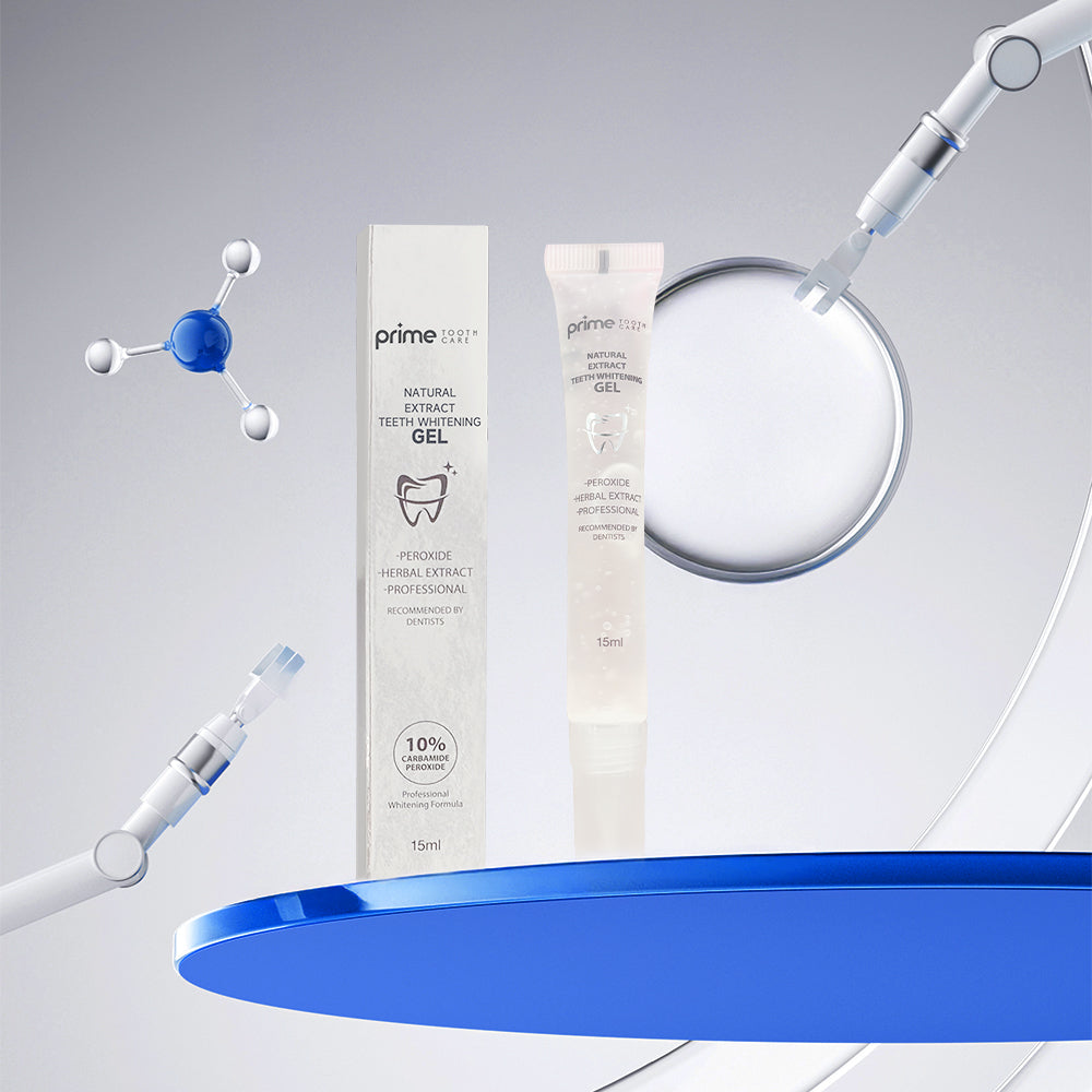 Oxygen whitening gel kit with 10% carbamide peroxide and herbal extracts for enamel remineralization