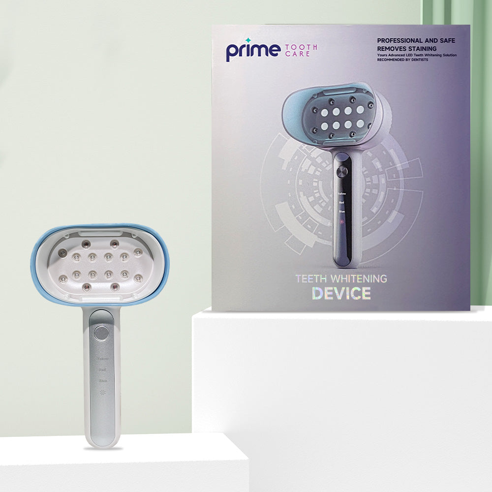 LED teeth whitening device with blue light technology and 4 smart modes for professional results