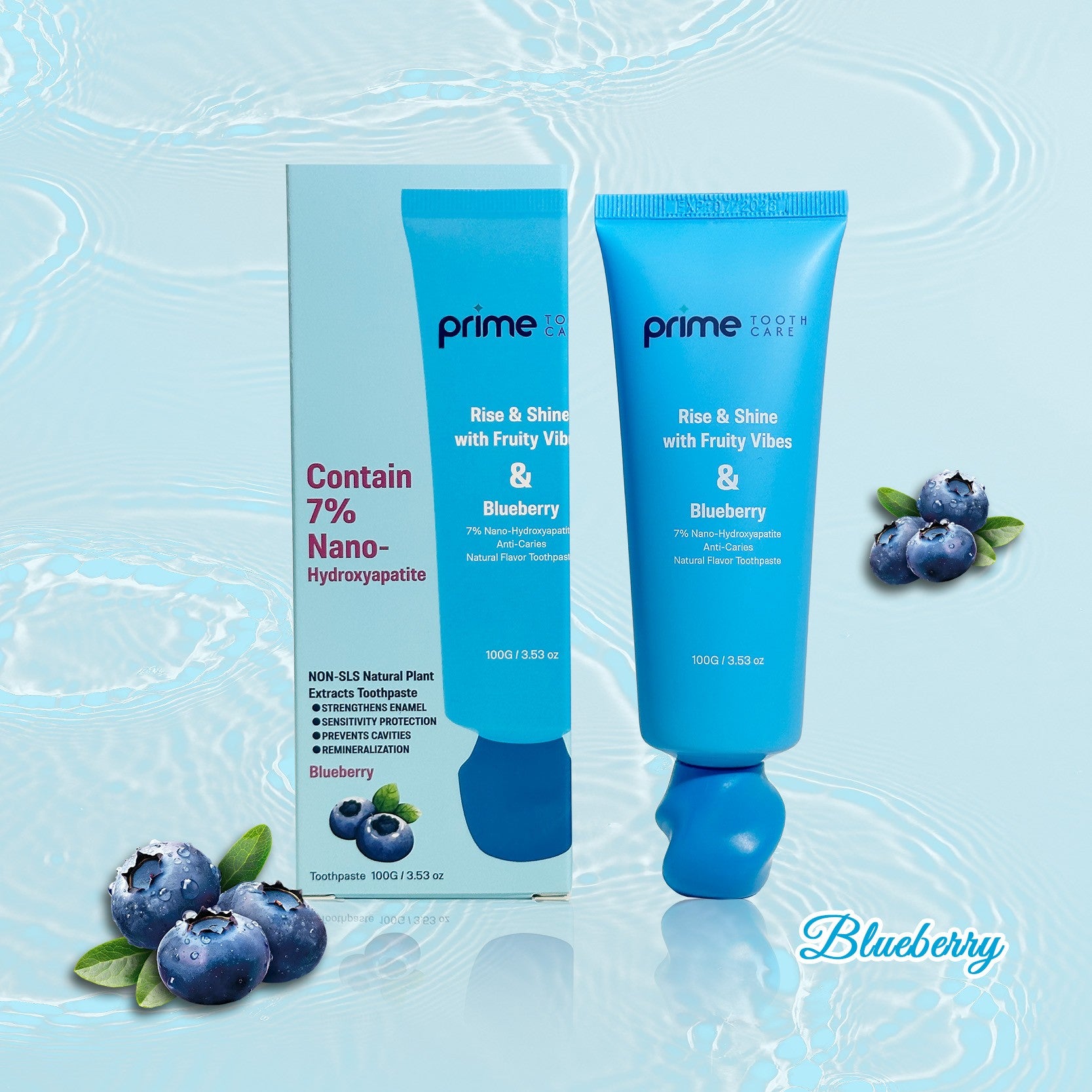 Blueberry flavor fluoride-free toothpaste with nano-hydroxyapatite for natural cavity protection