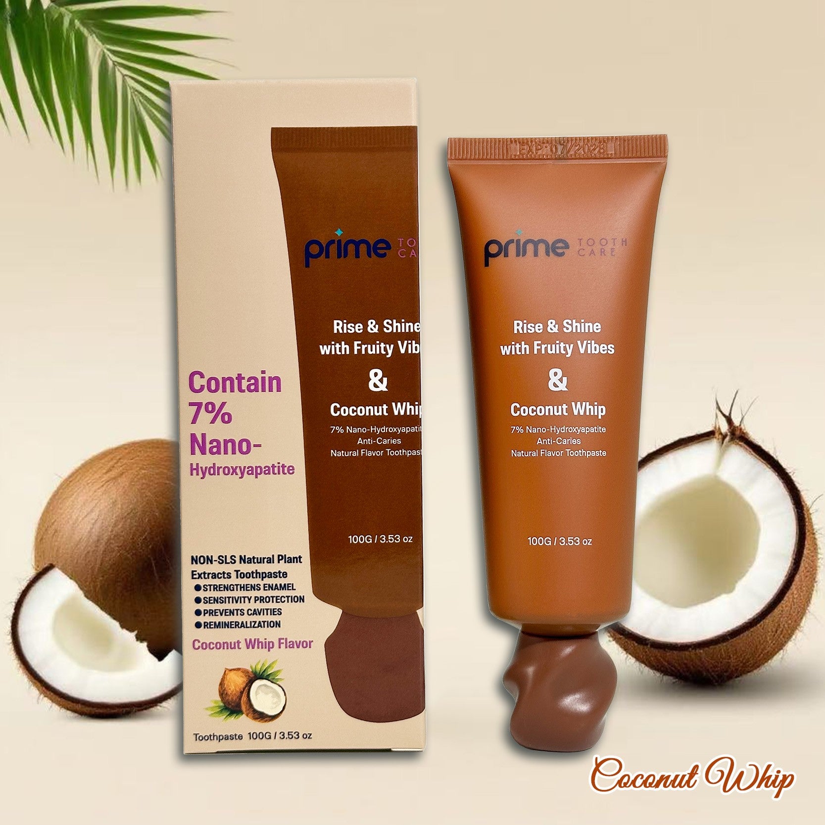 Coconut flavor nHAP toothpaste pump bottle for natural whitening and cavity protection