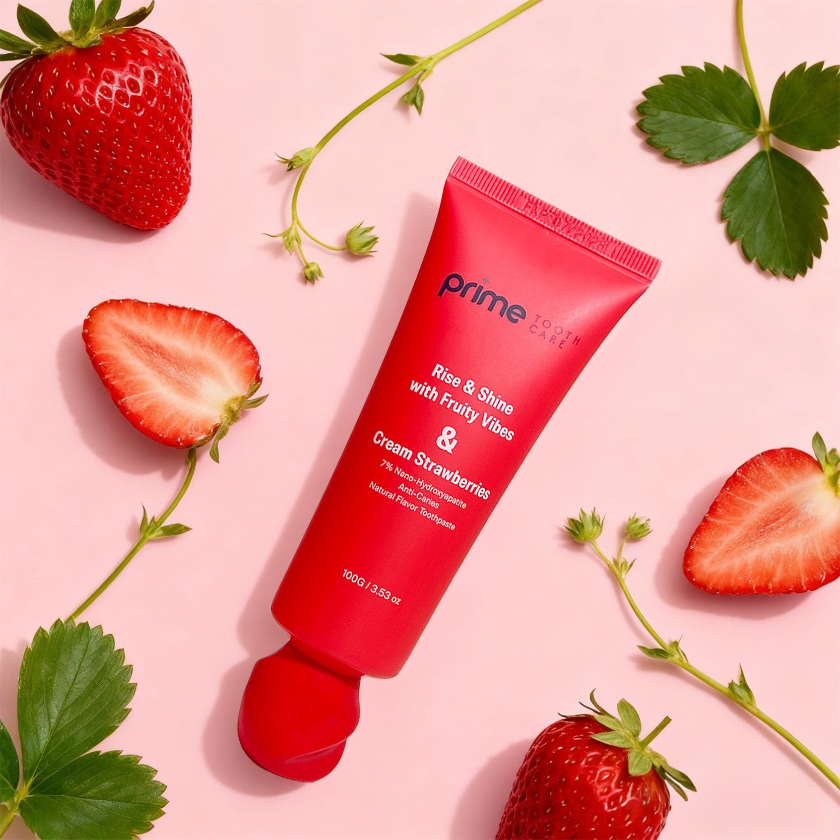 Strawberry cream flavor toothpaste pump with nHAP for gentle enamel repair and fresh breath