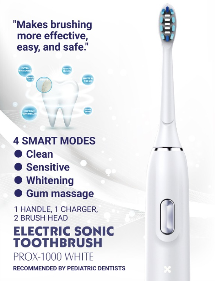Electric sonic toothbrush with 4 smart modes for teeth cleaning and oral care.